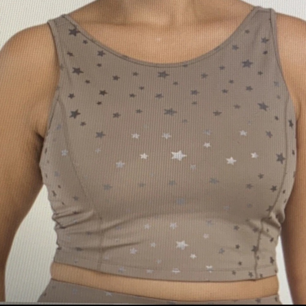 Nanette Lepore Plus Size 1X Cinder Star Starry Constellation Foil Crop Tank Top